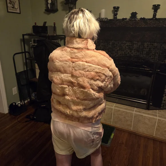 Rosetti Pink Rabbit Fur Coat - Picture 3 of 8